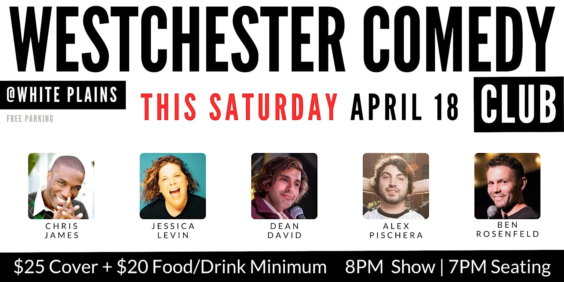 Westchester Comedy Club @ WP: Chris James, Jessica Levin & friends